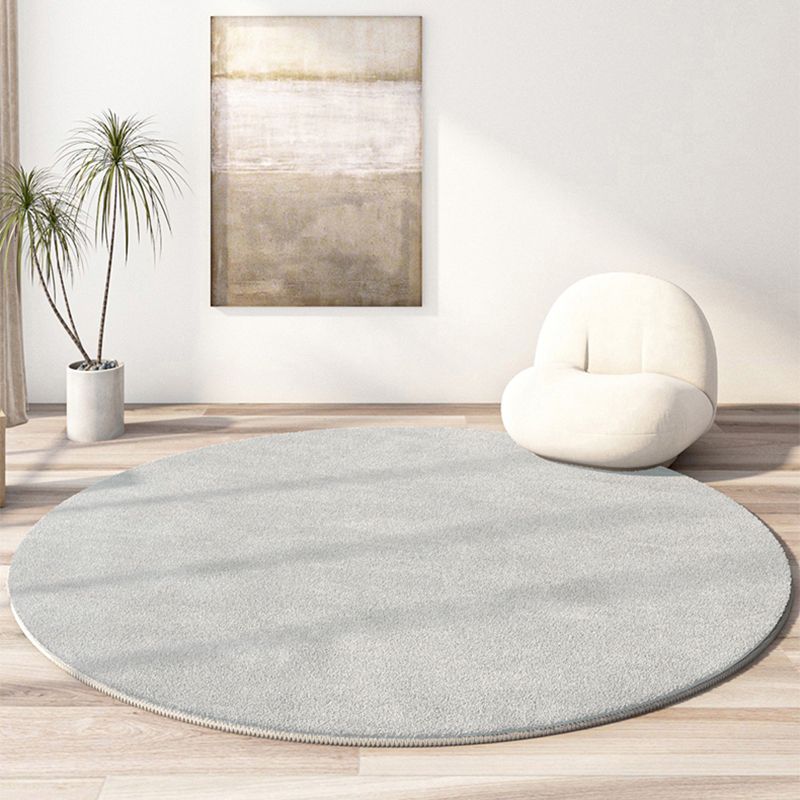 Round Plain Shag Area Rug Polyester Modern Carpet Non-Slip Backing Indoor Rug for Living Room