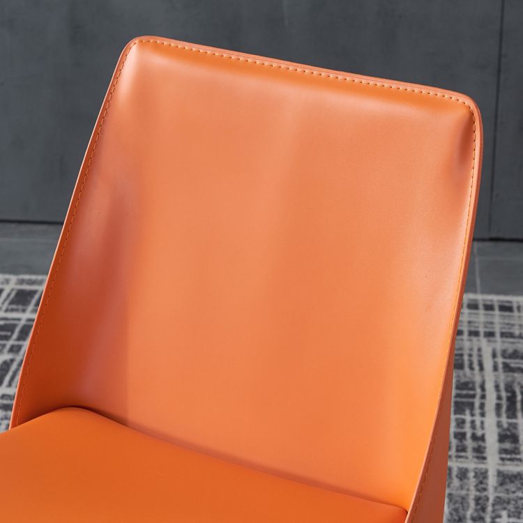 Silla sin brazos de comedor de cuero moderno, sillas de comedor de metal para uso doméstico