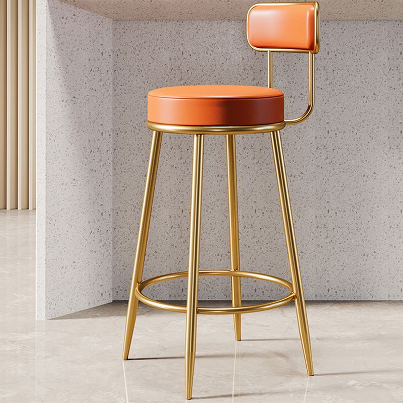 Glam Armless Backrest Counter Stool Iron Counter Stool with Cushion and Pedal