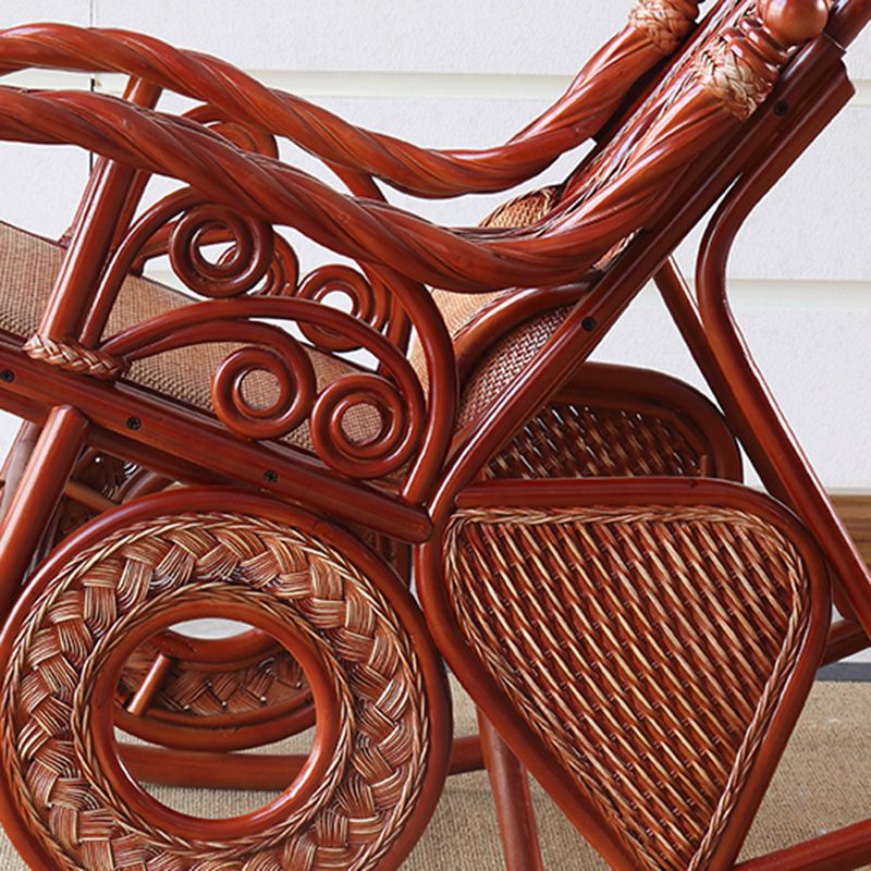 Conventional Rocking Chair Rattan Frame Solid Color Spindle Backrest Indoor Rocking Chair