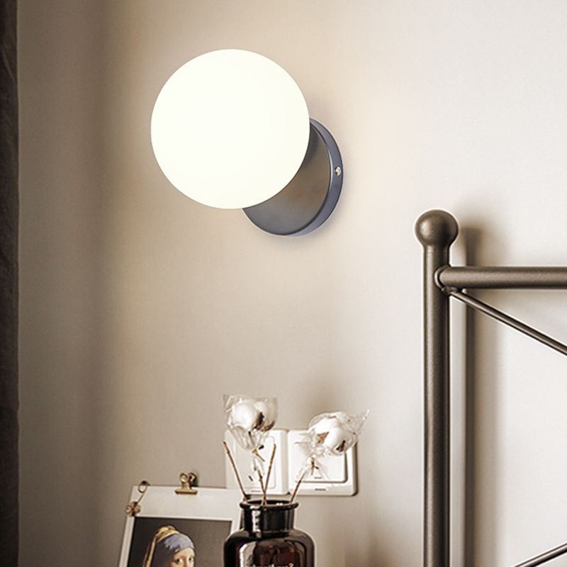 Modern Simplicity Indoor Wall Lamp 7.5" H Orb Glass Shade Mini Sconce Light for Bedroom