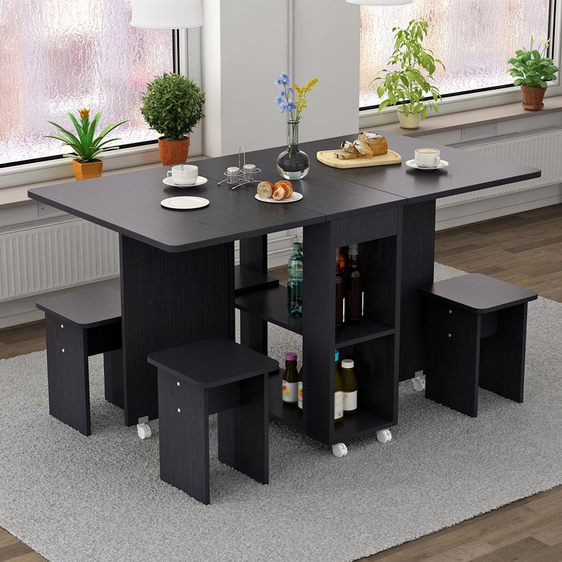 Mid-Century Modern Dining Table Rectangle Drop-Leaf Dining Table for Home Use