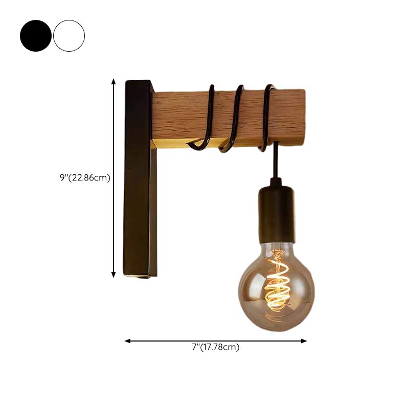 Simple Shape Wall Light Sconces Wood 1 Light Wall Lighting Fixtures for Bedroom