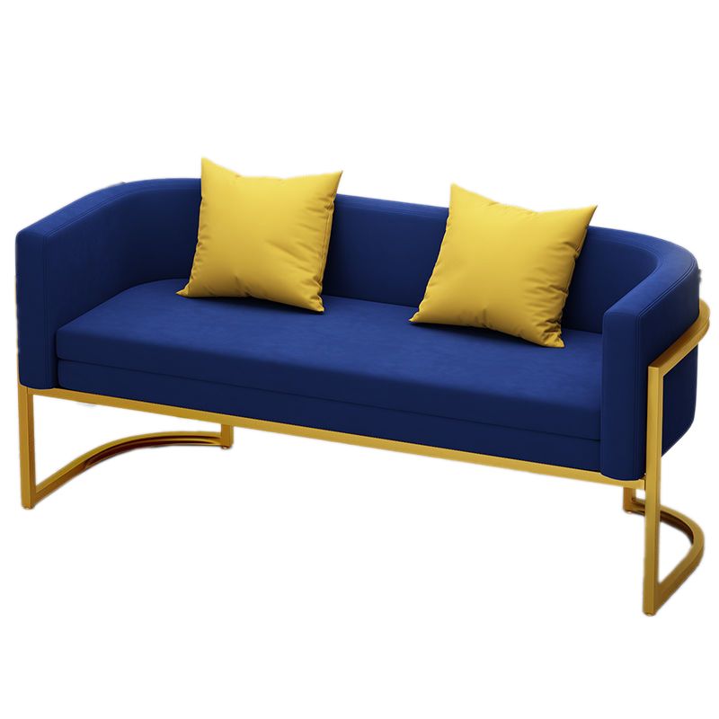 Scandinavian Solid Color Velvet Pillow Back Sofa with Tuxedo Arm