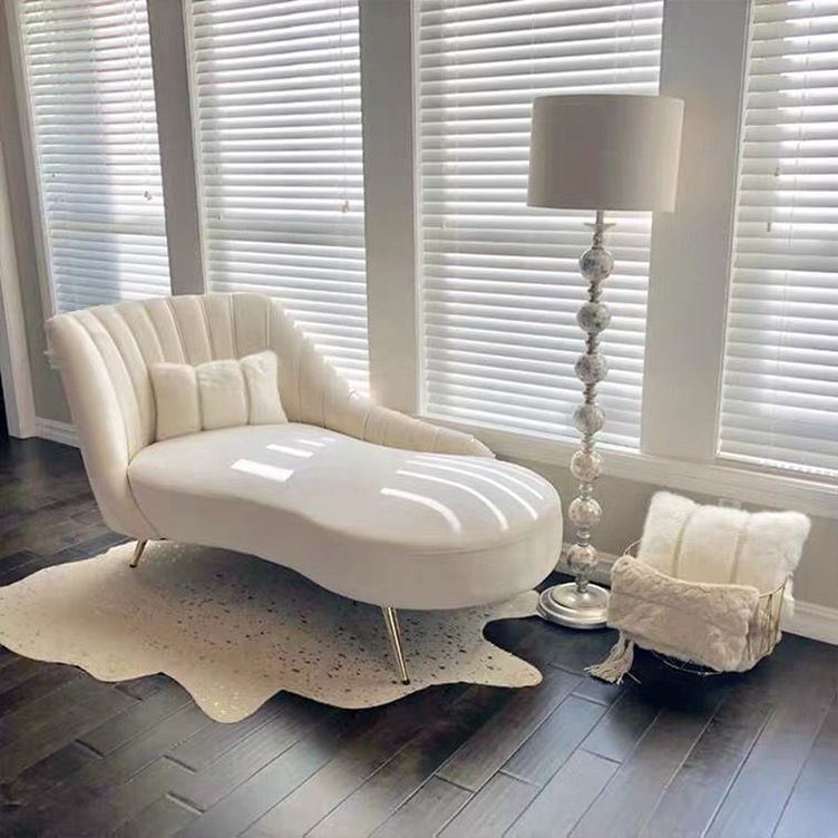 Glam Style Upholstered Cushioned Velvet Rolled Arms Chaise Lounge