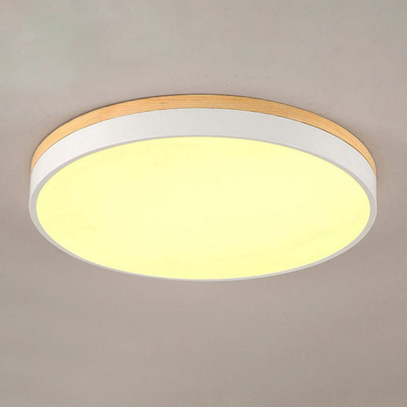 Modern Ceiling Lamp Wooden LED Ceiling Mount Light with Acrylic Shade for Bedroom