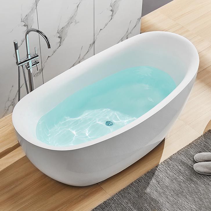 Modern Oval Freestanding Bathtub Acrylic Soaking White Center Bath