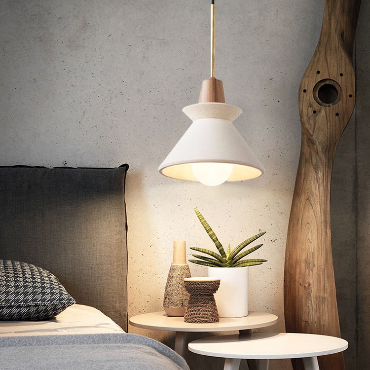 Nordic Simple Cement Single Head Chandelier Hardware Boom Wooden Lamp Holder for Bedroom Headboard