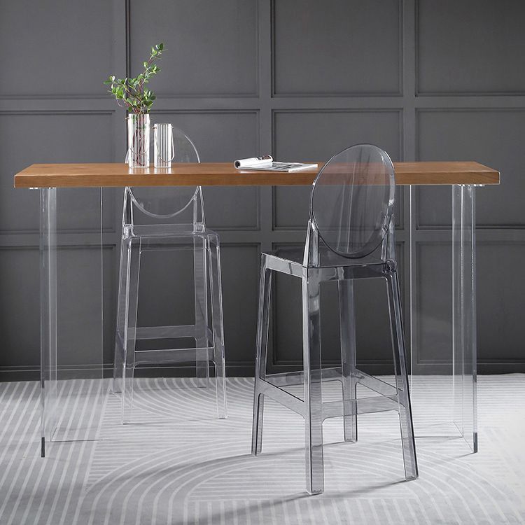 1/2/3/5Pieces Modern Rectangle Pub Table Set Wooden Counter Table with Acrylic Stools
