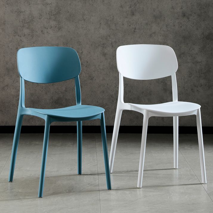 Sillas modernas de comedor y acento Silla sin brazos con respaldo abierto de plástico para interiores y exteriores