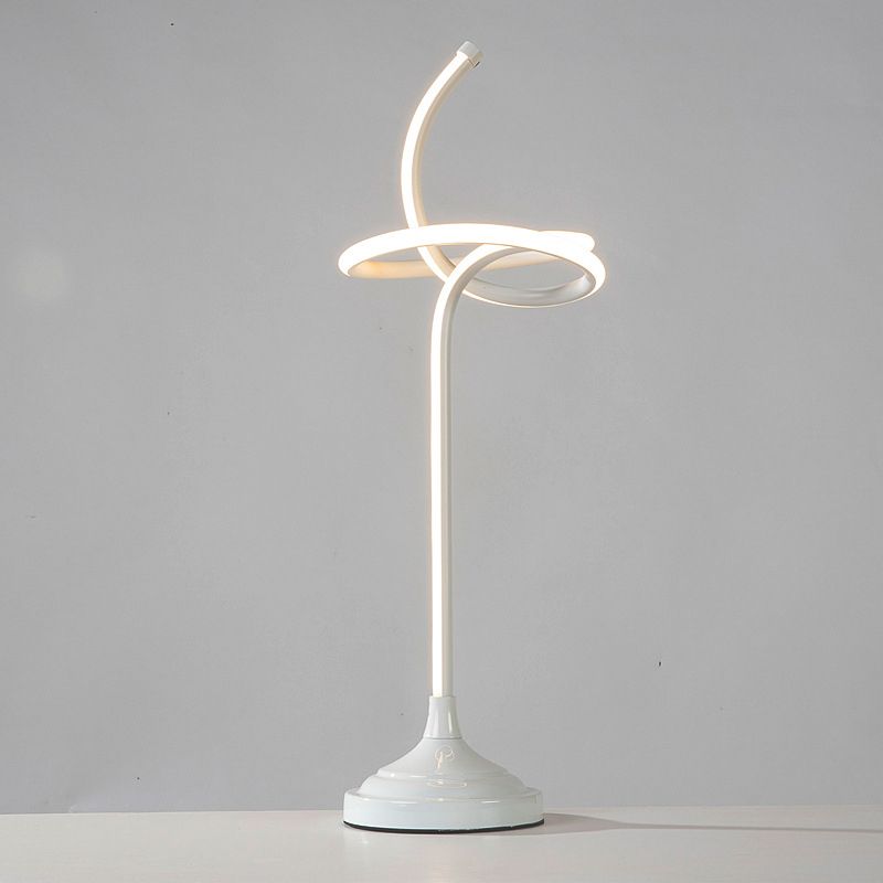 Lámpara de mesa de noche acrílica LED modernista con iluminación de tarea Swirly blanca en luz blanca/cálida