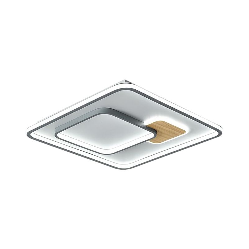 Squared Acrylic Ceiling Mounted Fixture Minimalism LED Grey Flush Lamp in Warm/White Light, 16.5"/20.5" Width