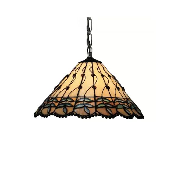 Kitchen Pendant Lights Stained Glass with Adjustable Chains Tiffany Cone Ceiling Fixture