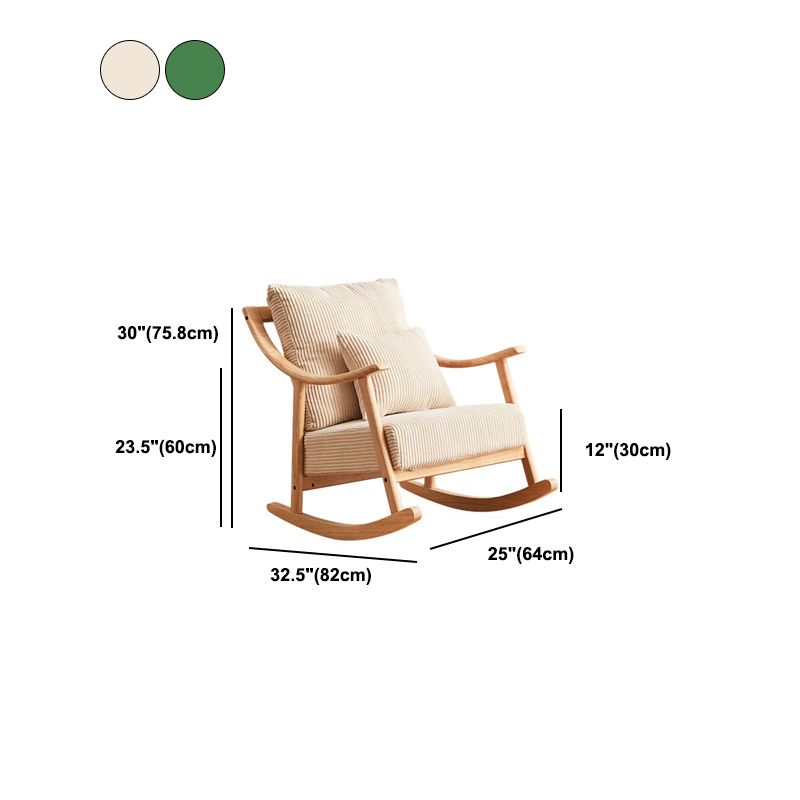 Suede and Solid Wood Rocking Chair with Padded Seat Rocker Chair Removable Cushions