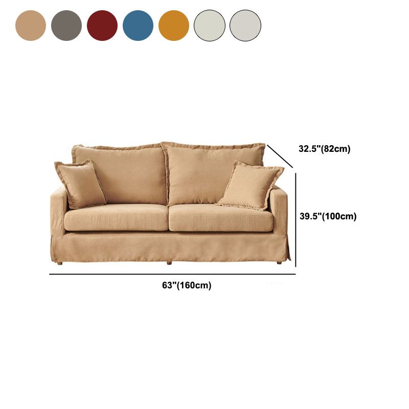 39.37" H Contemporary Cotton Blend Square Arm Loveseat with 2 Pillows