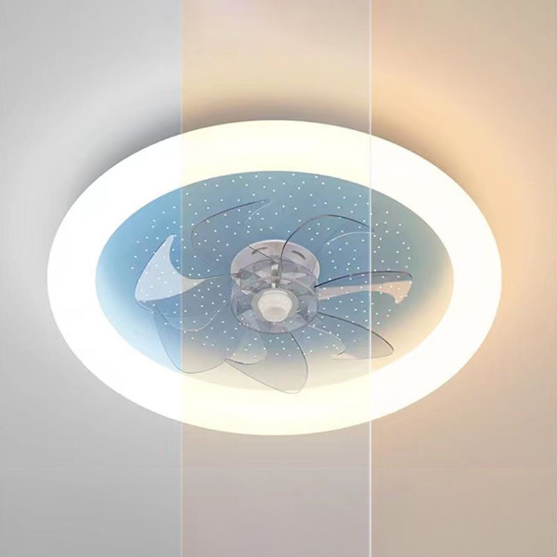 Round Shape Ceiling Fan Light Children LED Ceiling Mount Lamp with Acrylic Shade