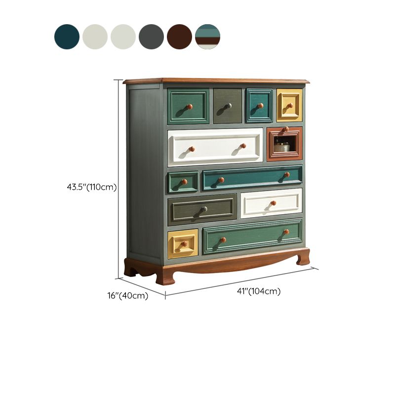 Coastal Storage Chest Dresser Solid Wood Storage Chest with Drawers and Doors