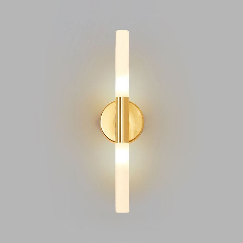 Metal Straight Wall Lamp Modern Style 2 Lights LED Mirror Light for Bathroom