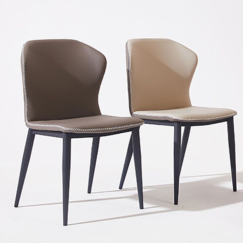 Contemporary Style Chair Kitchen Armless Wingback Chairs with Metal Legs