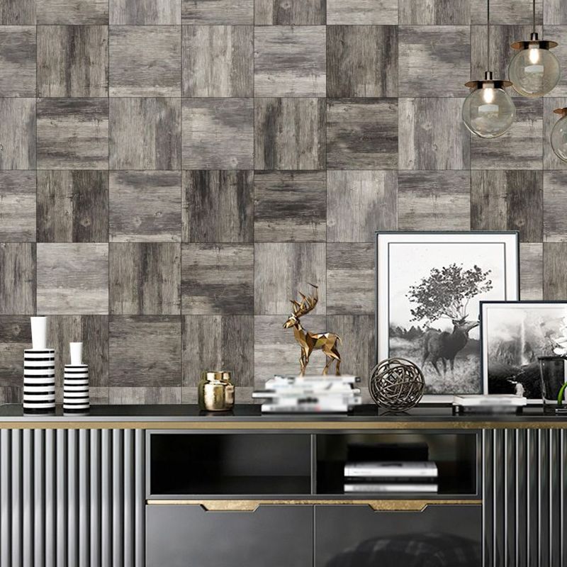 Rural Patchwork Wood Wallpaper Panel Light-Color Peel and Paste Wall Decor for Restaurant