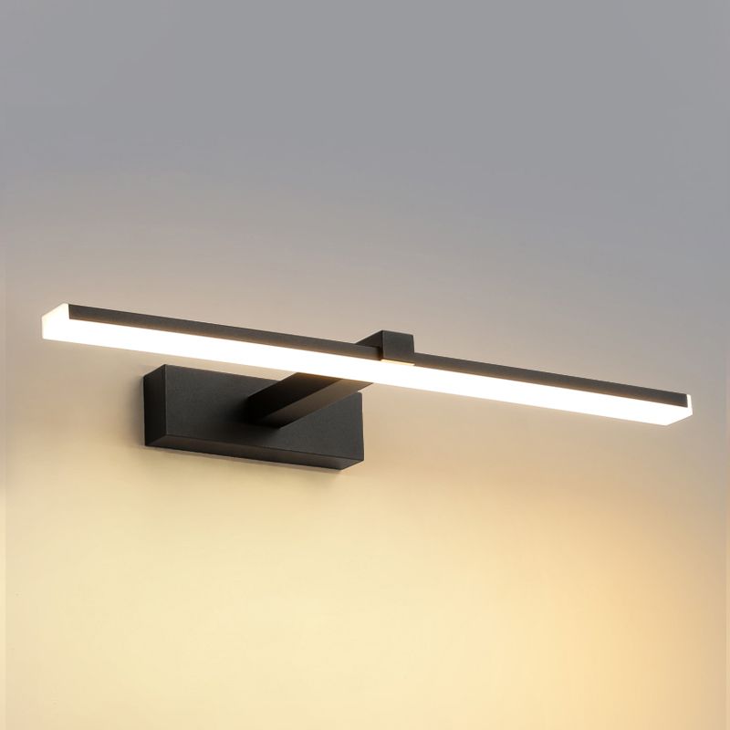 Iluminación de pared de sombra lineal de metal estilo moderno de 1 luces de montura de pared de espejo de 1 luces