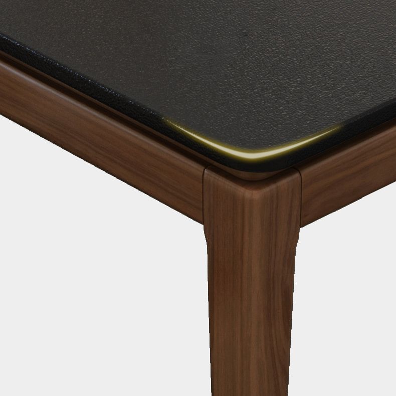 Rectangle Stone Top Table Mid-Century Modern Dining Table with 4 Wood Legs