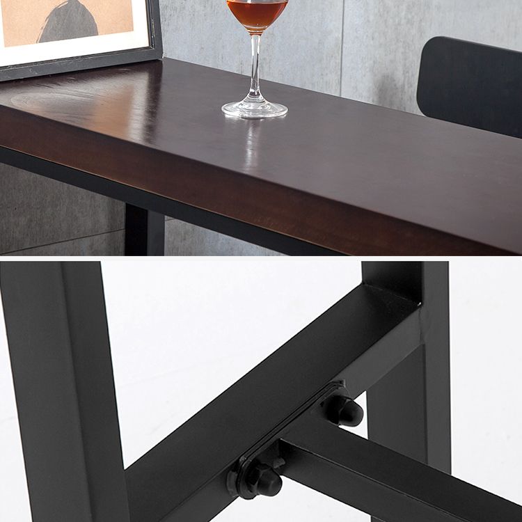Industrial Rectangular Bar Pub Table Set 1/5 Pcs Solid Wood Top Bar Table with Iron Stools