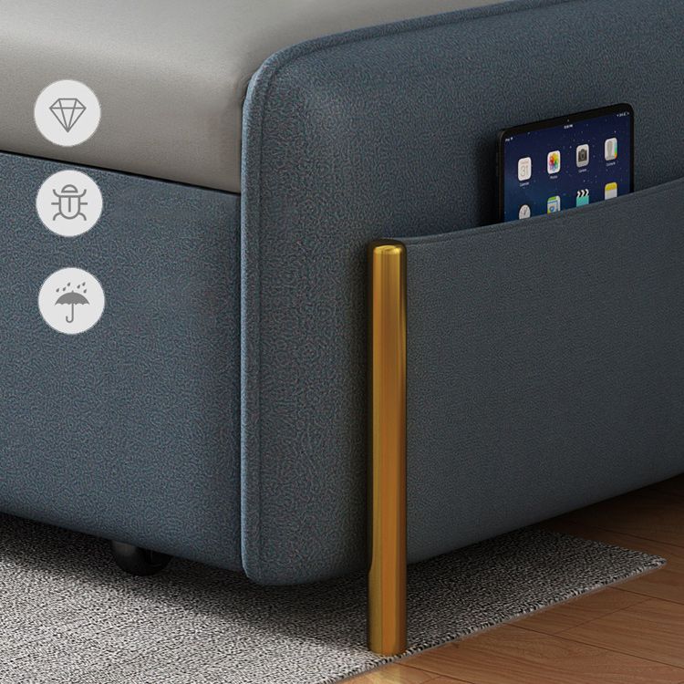 Contemporary Style Faux Leather Armless Sofa Bed for Apartment Use