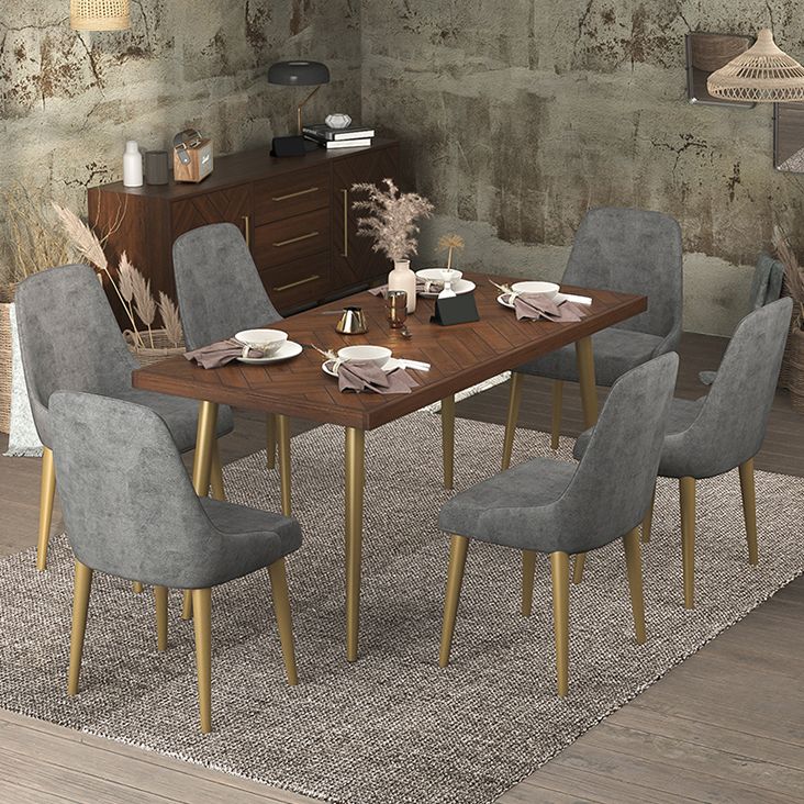 Mesa de comedor de madera maciza de estilo de lujo 4 Pats Base Rectangle Mesa para el hogar