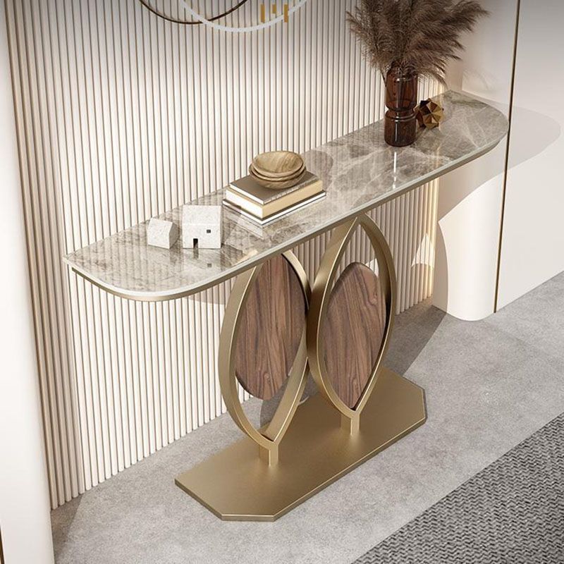 31.5" Tall Glam Console Table 1-shelf Stone Accent Table for Hall
