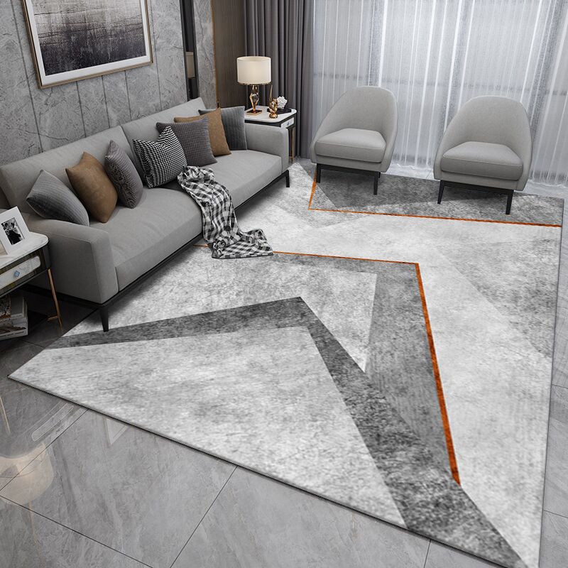 Gorgeous Carpet Trendy Gray Tone Polyester Area Rug Stain Resistant Carpet for Living Room