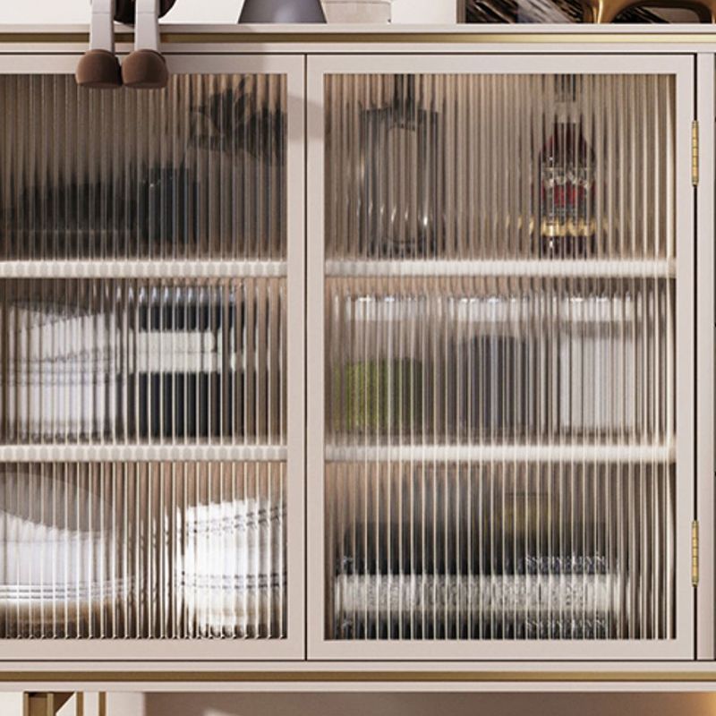 Contemporary Glass Doors Sideboard Buffet White Cabinets Side Board
