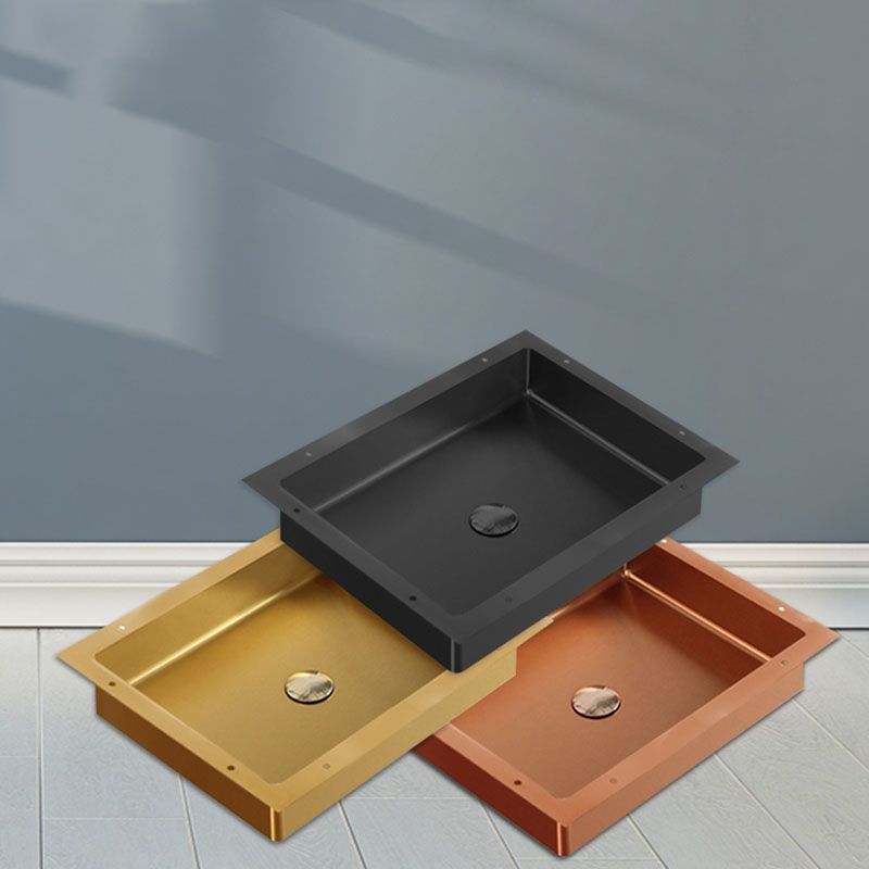 Modern Bathroom Sink Metal Rectangular Drop-in Bathroom Sink with Pop-Up Drain