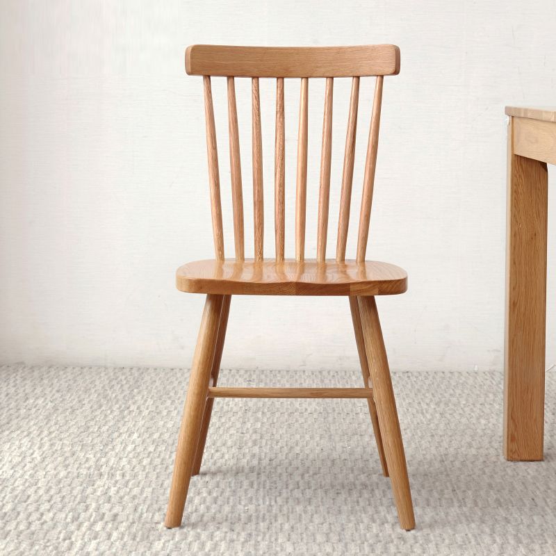 Contemporary Kitchen Armless Chair Oak Solid Wood Slat Back Dining Chair