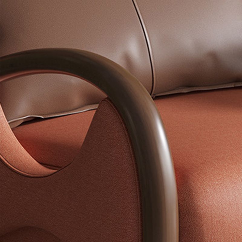 Nordic Bonded Leather Round Arms Pillow Back Accent Room Chair