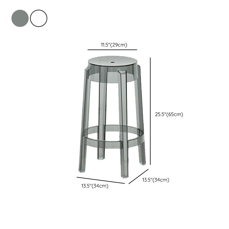 Contemporary Plastic Backless Counter High Stool with 4 Legs