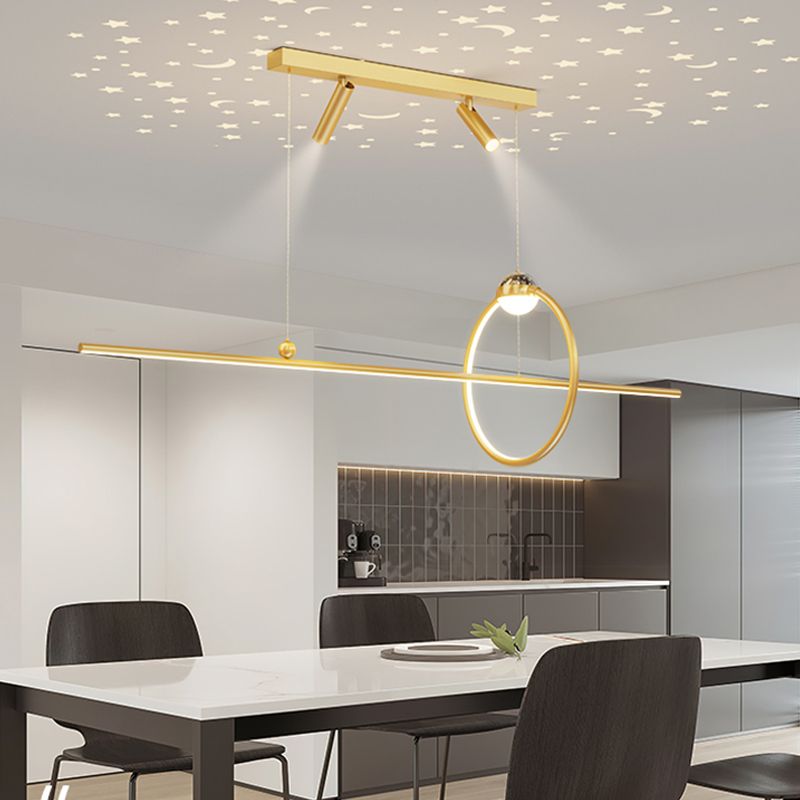 Modern Aluminum Chandelier Lamp Linear LED Island Pendant for Dining Room