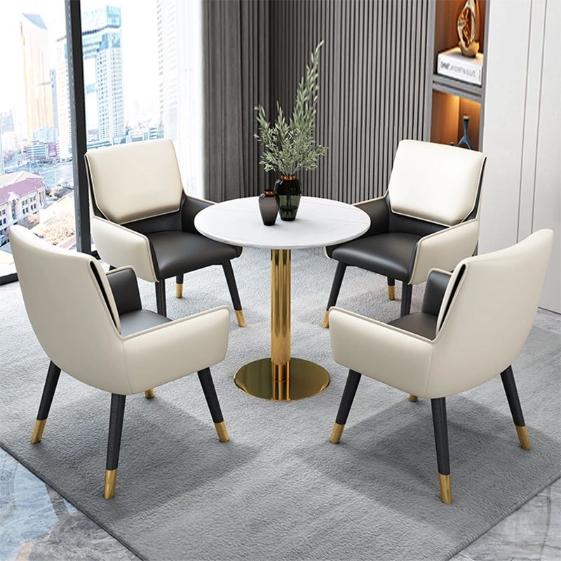 Glam Style Sintered Stone Dining Set Round 1/2/3/4/5 Pieces Dining Table Set