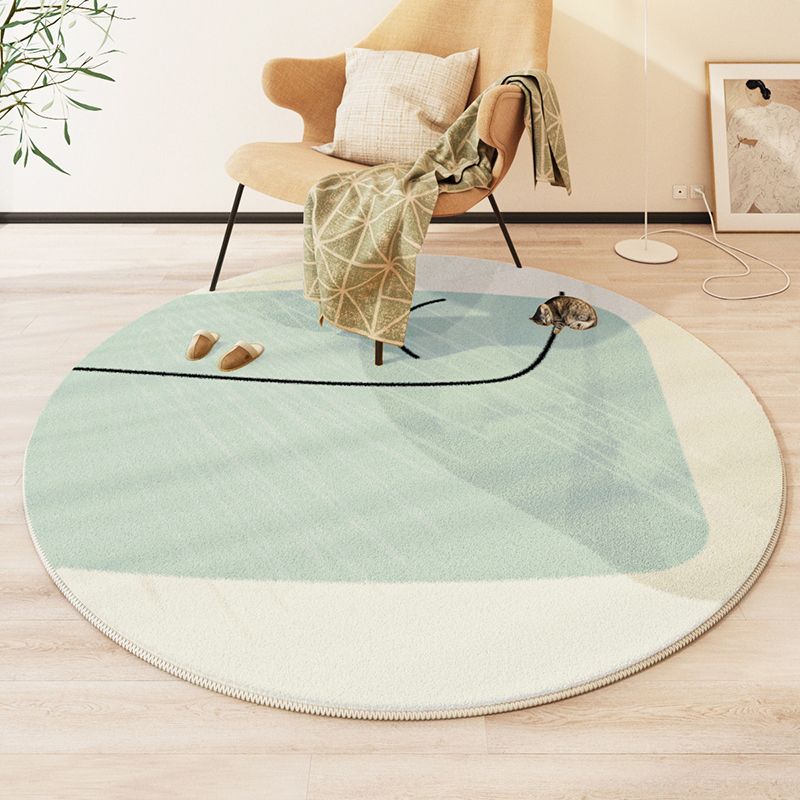 Navy Modern Rug Polyester Color Block Rug Washable Rug for Living Room