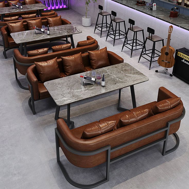 Industriële eettafel van gesinterde steen, keukentafel, grijze tafel met zwart frame voor eetkamer