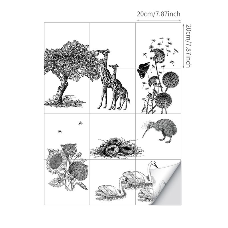 Animal and Plant Print Wallpapers Grey PVC Wall Covering, Peel and Paste, 8' L x 8" W