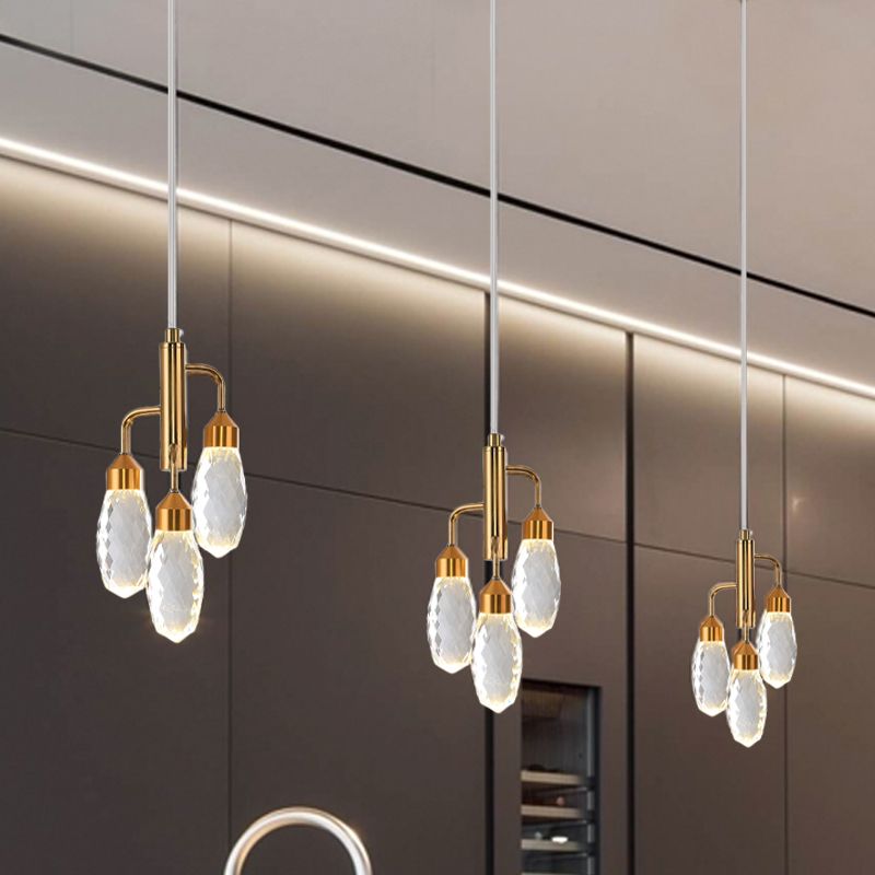 Raindrop cucina a sospensione illuminazione cristallo smussati 1 luce contemporanea sospensione del soffitto in oro