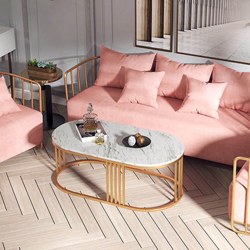 White Marble Top Coffee Table Gold Frame Coffee Cocktail Table
