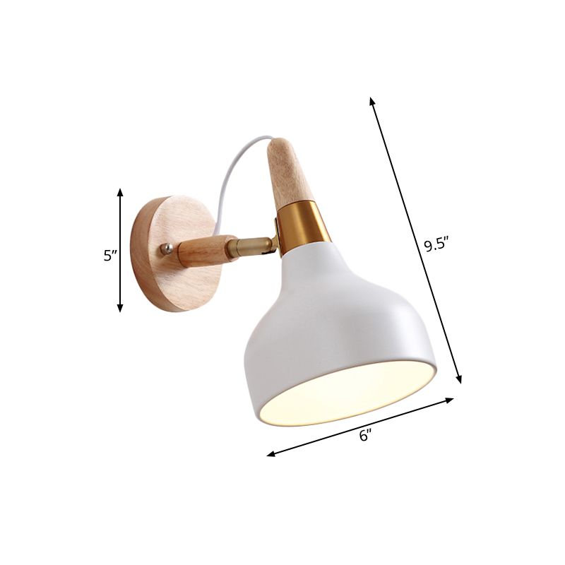 Metal Torch Shaped Wall Light Angle Adjustable 1 Light Nordic Style Sconce Light for Bedside