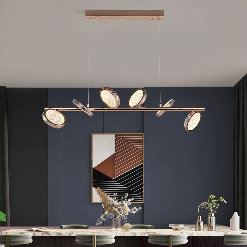 LED 5 / 6 - Light Kitchen Island Light in Gold Metal and Acrylic Ceiling Pendant