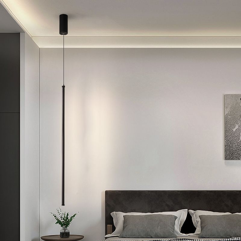 Lustre cylindrique lustre suspendu luminaire moderne de suspension extérieure moderne en finition noire