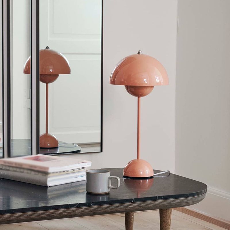 Macaroon Table Light Mushroom 1-Light Bedroom Nightstand Lamp with Metal Shade