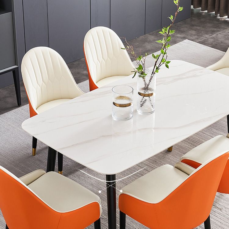 Rectangle Shape Luxury Dining Table Two-Color Fixed Table with Sintered Stone