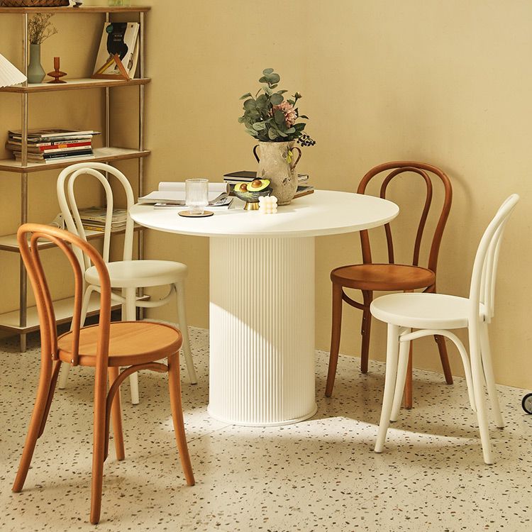 Modern Round Dining Table for 2 Persons Wooden Pedestal Base