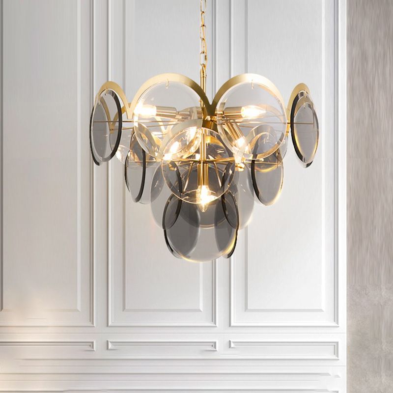 Nordic Metal Chandelier Geometric Pendant Lamps with Clear Glass for Living Room